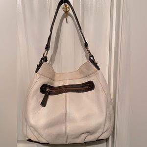‼️SALE-SALE-SALE‼️Liz Claiborne leather shoulder bag/hobo handbag in cream/brown